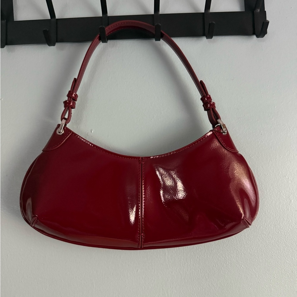 Zara Glossy Red Shoulder Bag